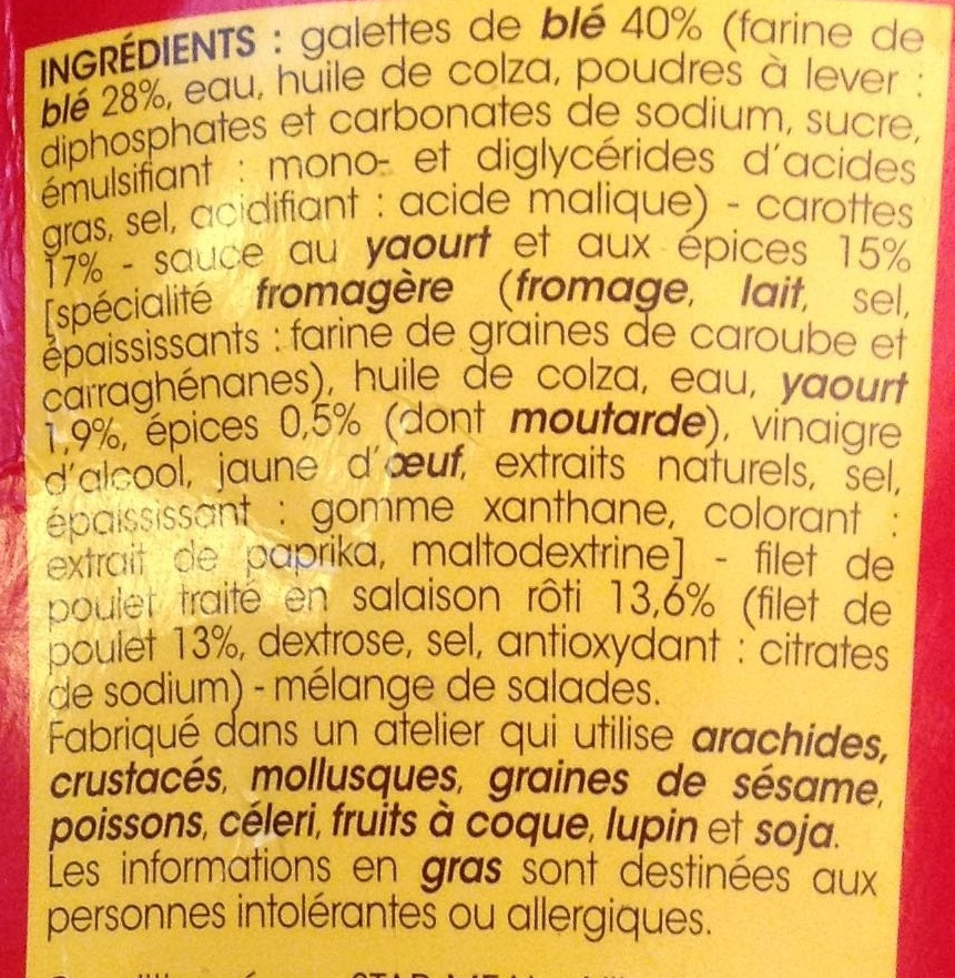 Wrap Poulet façon Tandoori - Ingredients - fr