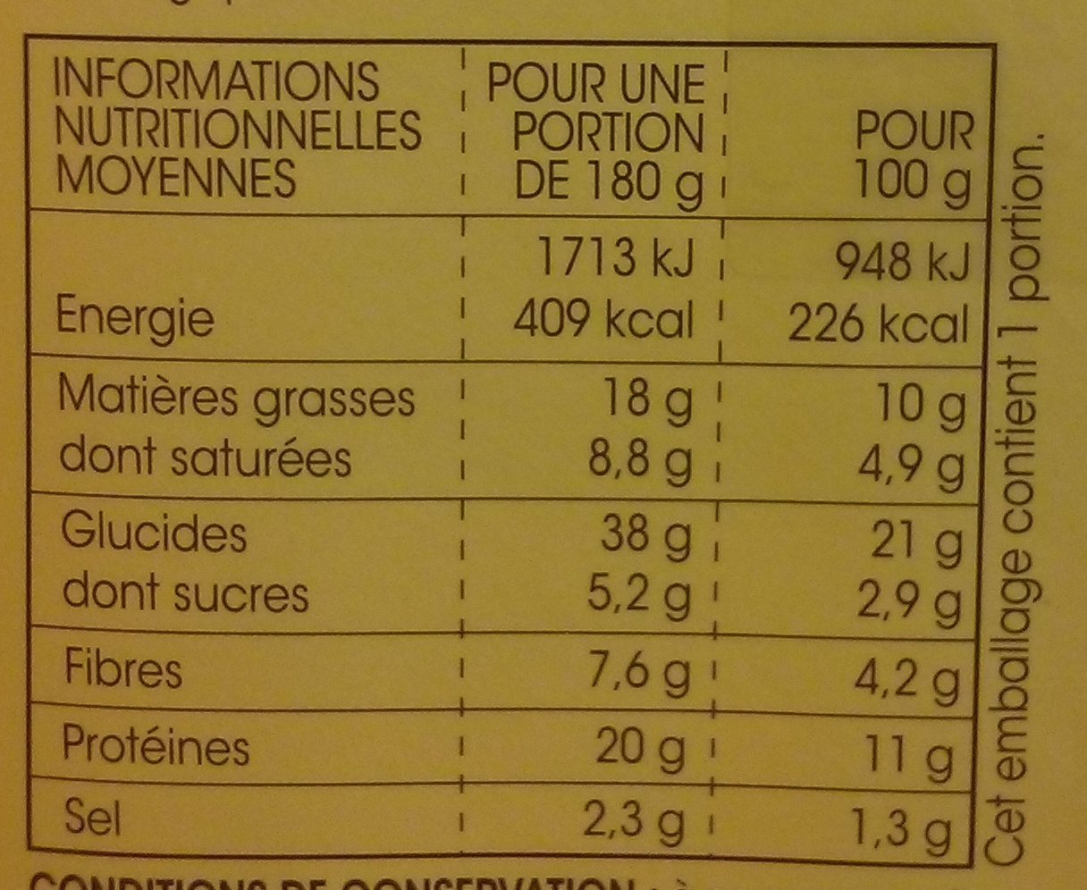 Jambon cheddar et roquette - Nutrition facts - fr