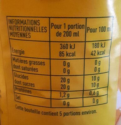 100% pur jus multifruits bio - Nutrition facts