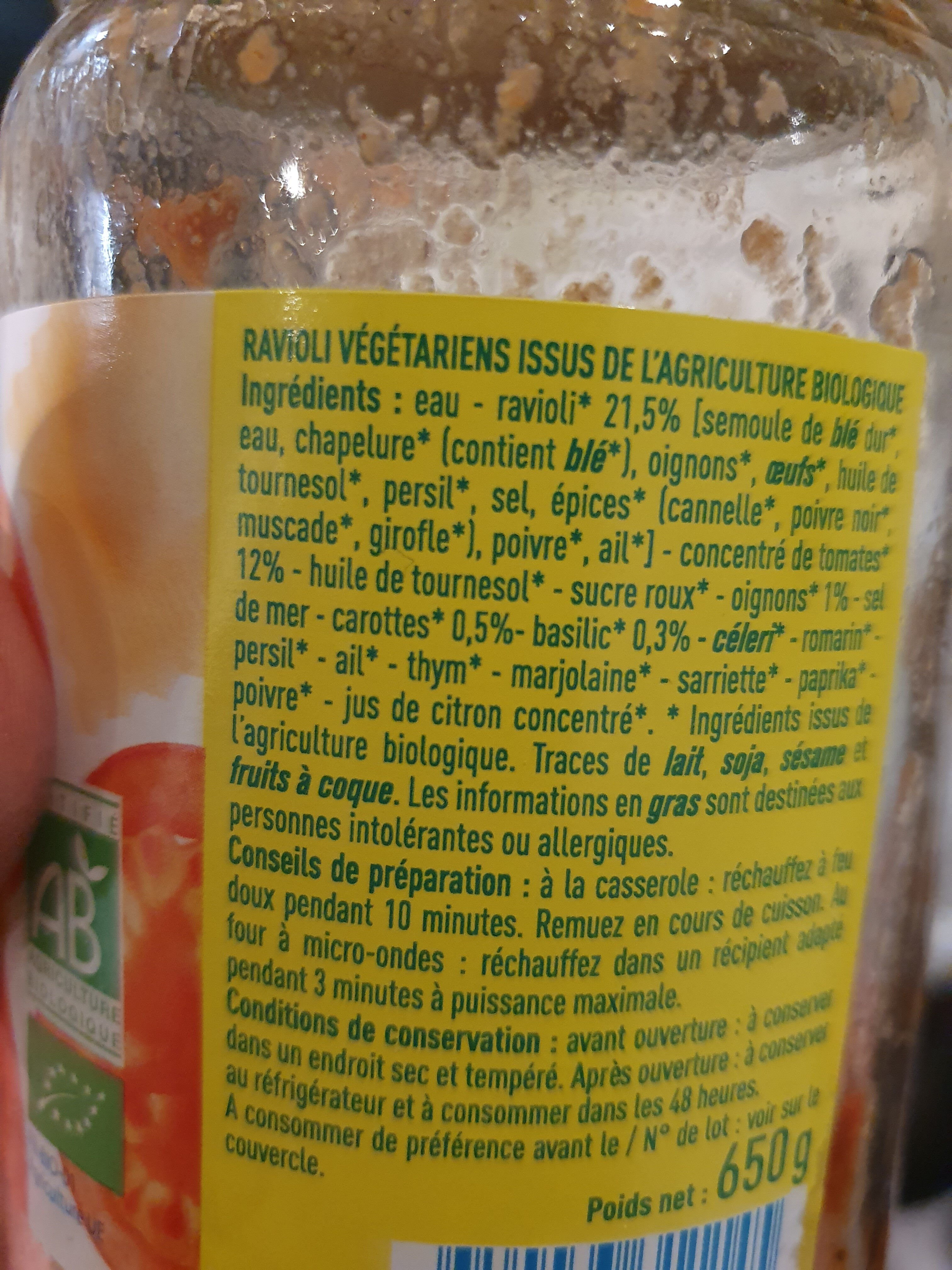 Ravioli végétariens - Ingredients - fr