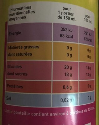 100% multifruit flash pasteurisé - Nutrition facts - fr