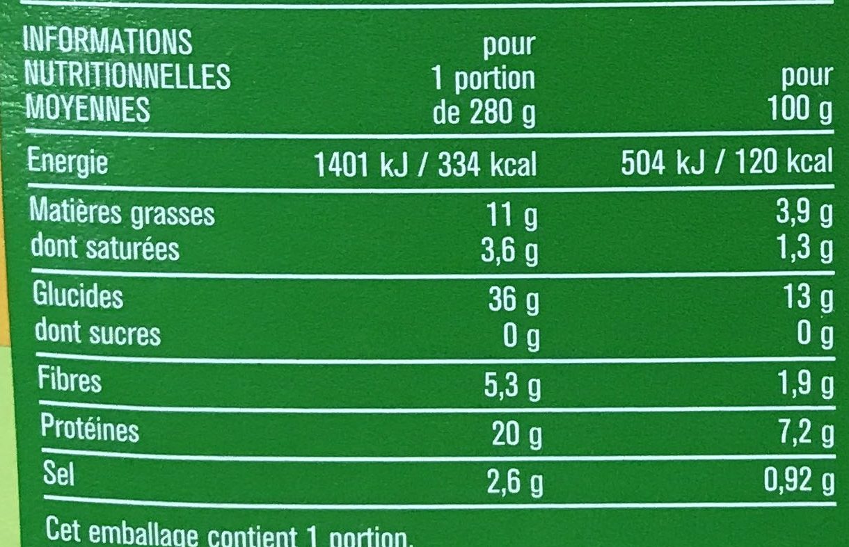 Poulet sauce Champignons et Torti de maïs - Nutrition facts - fr