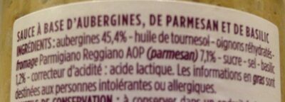 Sauce aubergine parmesan basilic - Ingredients - fr