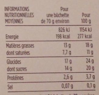 Bûchettes glacées - Nutrition facts - fr