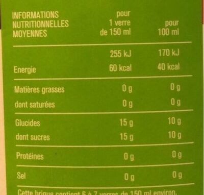100% pur jus Ananas Mangue Passion - Nutrition facts - fr