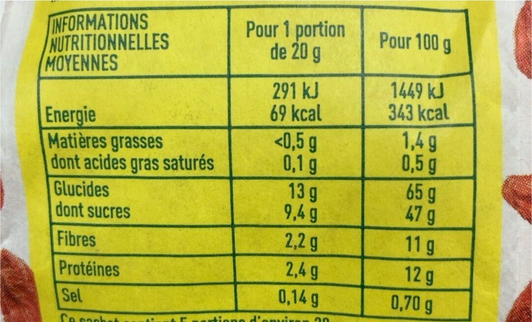Baies de Goji - Nutrition facts - fr