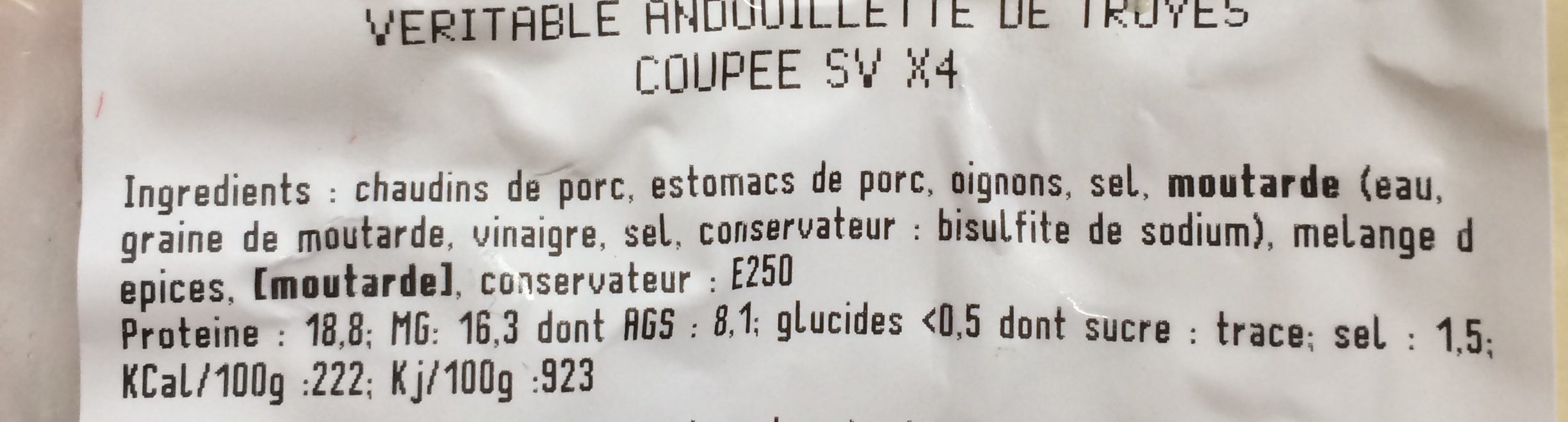 Véritable andouille de Troyes coupée - Ingredients - fr