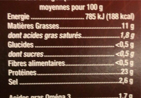 Saumon Atlantique Fumé - Nutrition facts - fr