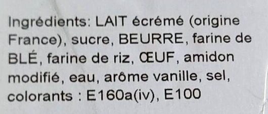 Flan pâtissier - Ingredients - fr
