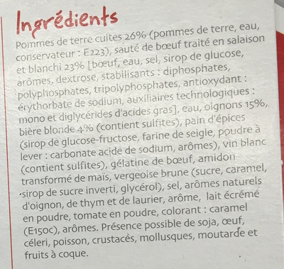 Carbonade flamande et ses pommes de terre - Ingredients - fr