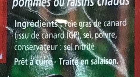 Escalope de Foie Gras - Ingredienser - fr