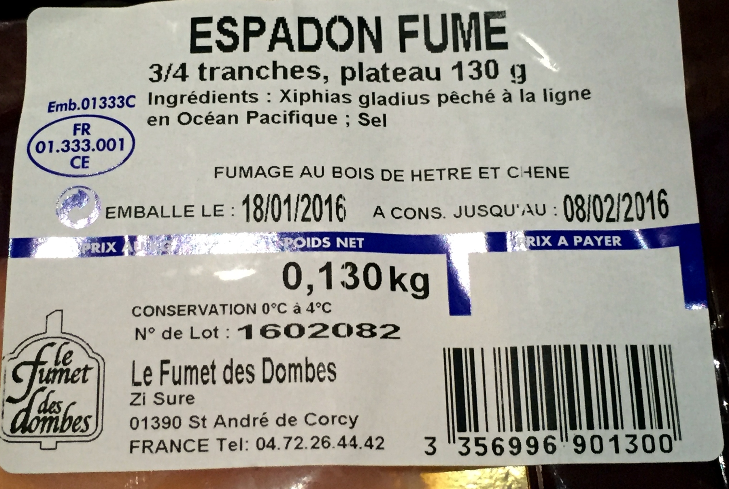 Espadon fumé - Ingredients - fr