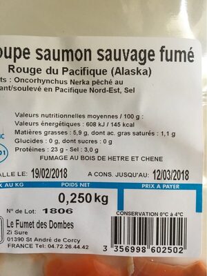 Saumon Fumé - Nutrition facts - fr
