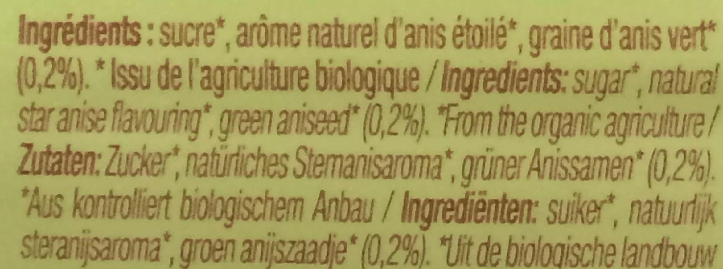 Sac 500g anis bio - Ingrediënten - fr