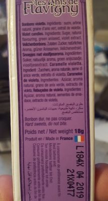 Etui 18g petits violette - Ingredientes - fr