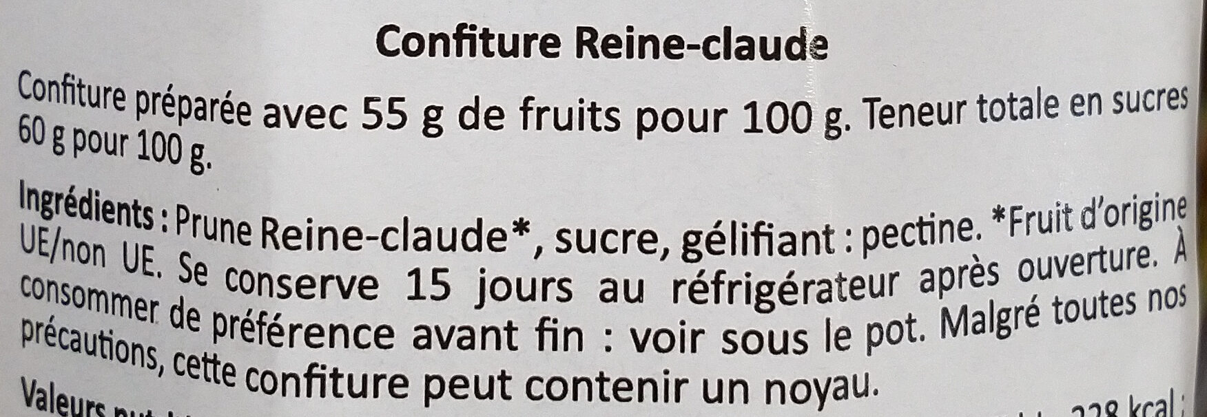 Confiture extra Reine-claude - Ingredients - fr
