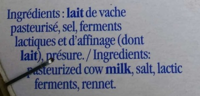 Camembert (20% MG) - Ingrédients