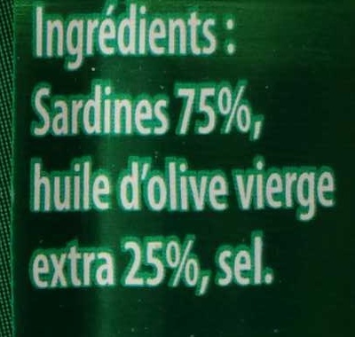 Sardines huile d'olive vierge extra - Ingrédients