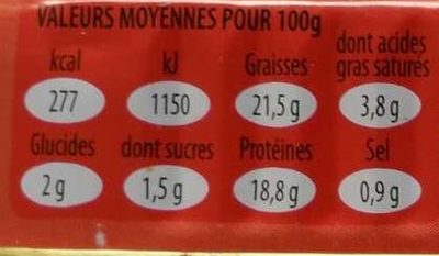 Les Mouettes D'arvor Sardines In Sun Dried Tomato Sauce - Tableau nutritionnel