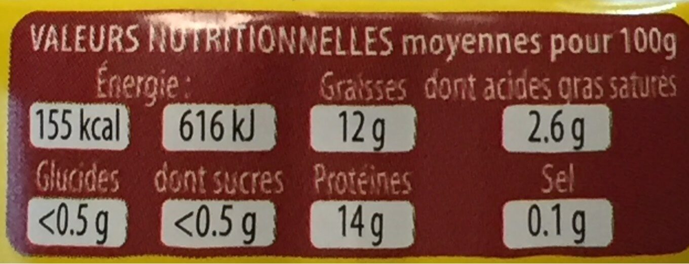 Filets de maquereaux à la marinade bio - Nutrition facts - fr