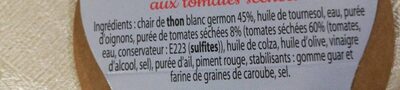 Rillettes de Thon Blanc aux tomates séchées - Ingrédients