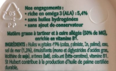ST HUBERT OMEGA demi sel 510 g Offre Découverte - Ingrédients