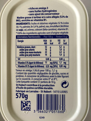 St hubert omega 3 570g doux - Näringsfakta - fr