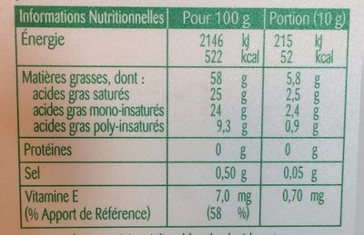 St Hubert Bio (Doux, Tartine et Cuisine), (58 % MG) - Näringsfakta - fr
