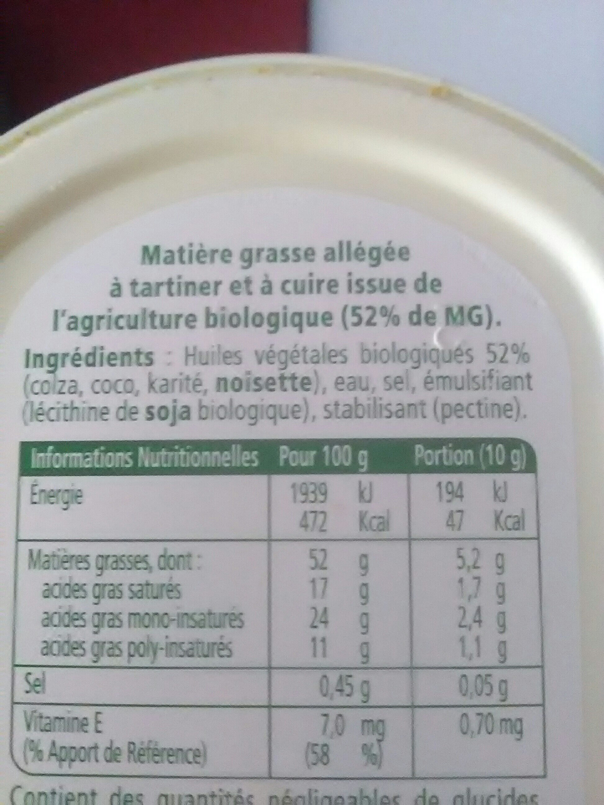 St hubert bio 490 g doux sans huile de palme - Ingredients - fr