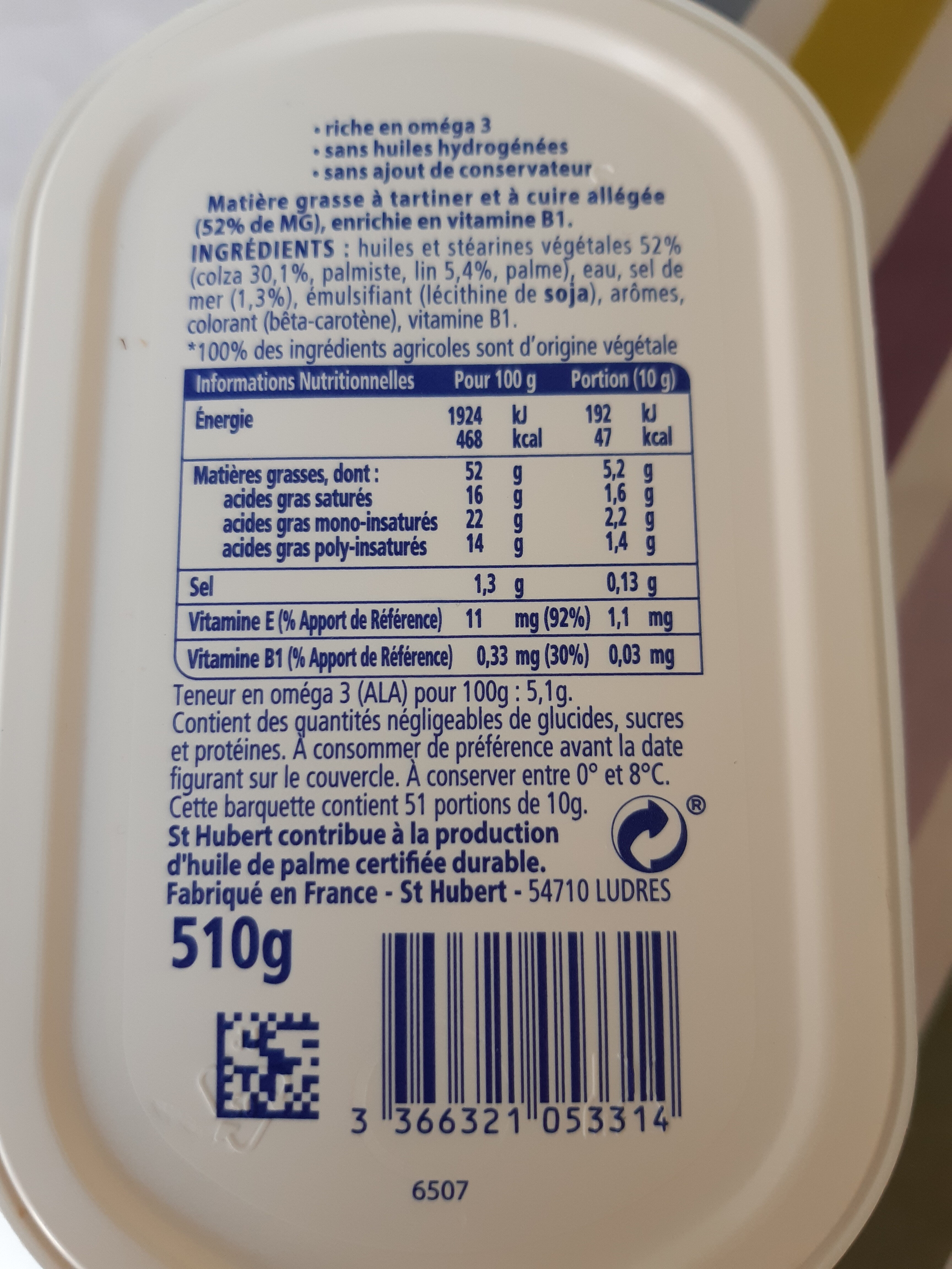 St hubert omega 3 demi sel - Ingredienser - fr