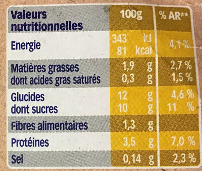St Hubert Végétal Citron Bio - Nutrition facts - fr