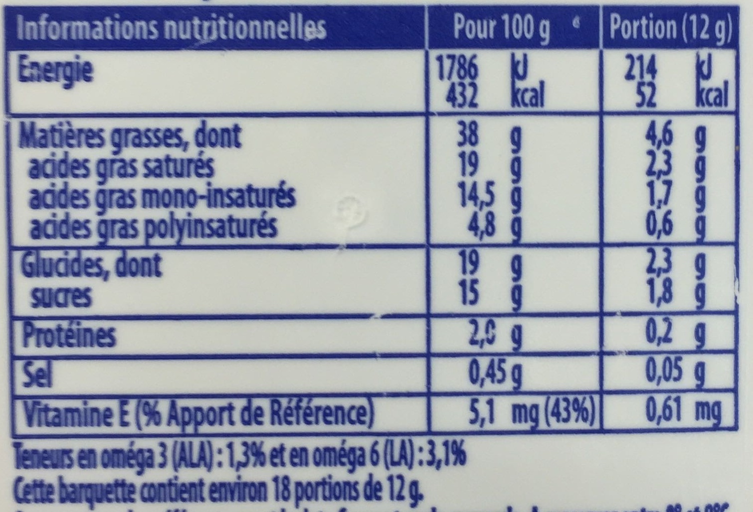 Pépites Très Chocolat (38 % MG) - Näringsfakta - fr