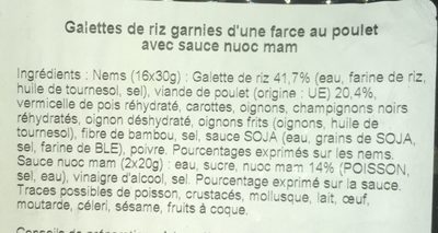 Mini Nems Poulet Et 2 Sauces Nuoc Mam - Ingrédients