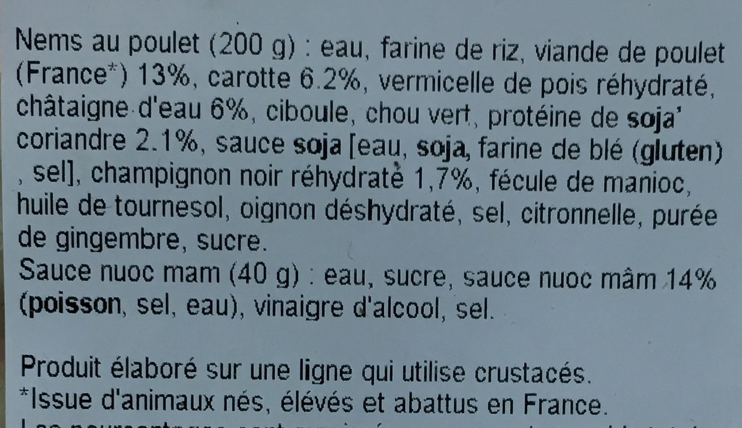 Nem poulet coriandre et sauce nuoc mam - المكونات - fr