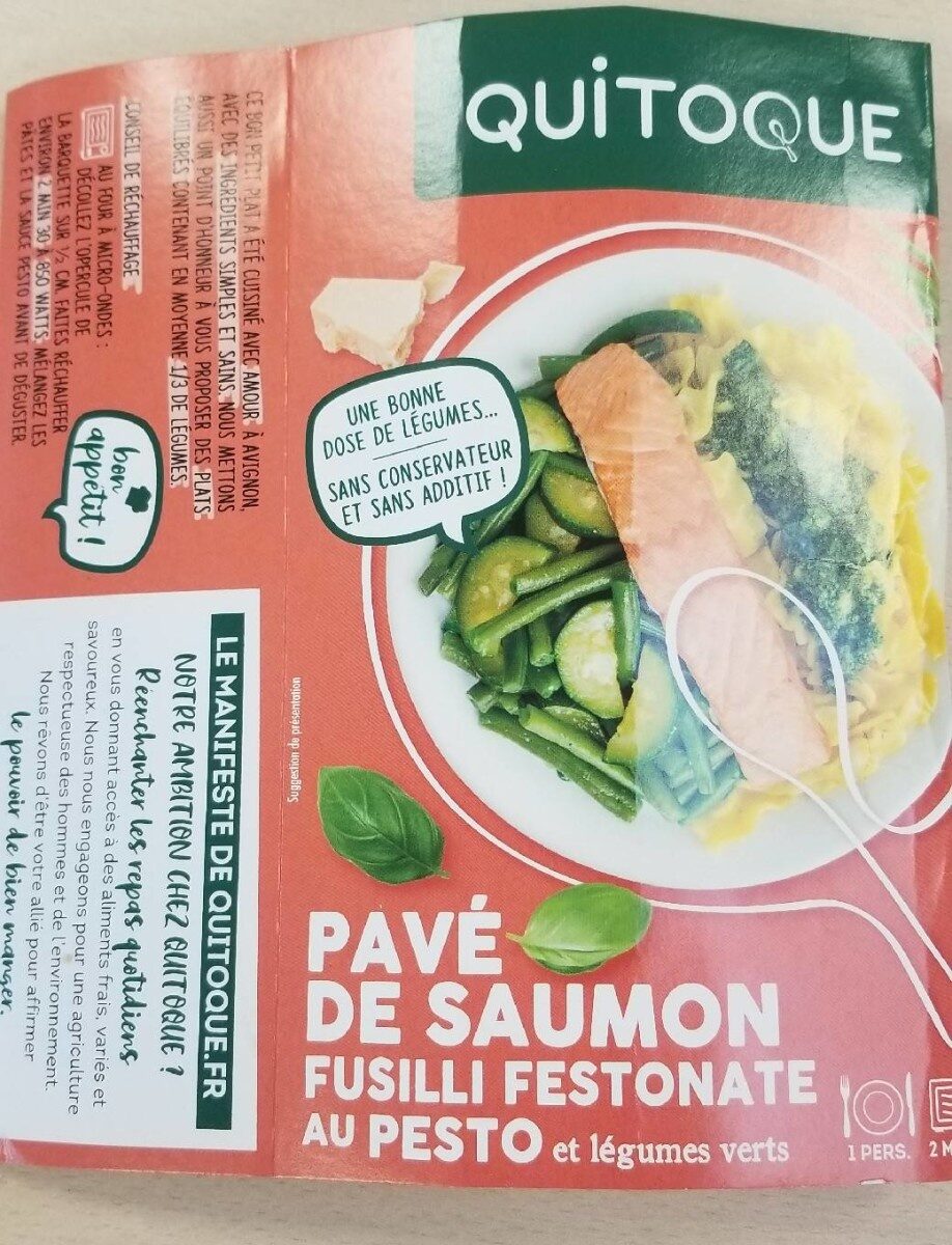 Pavé de saumon fusilli festonate au pesto et légumes verts - Produit