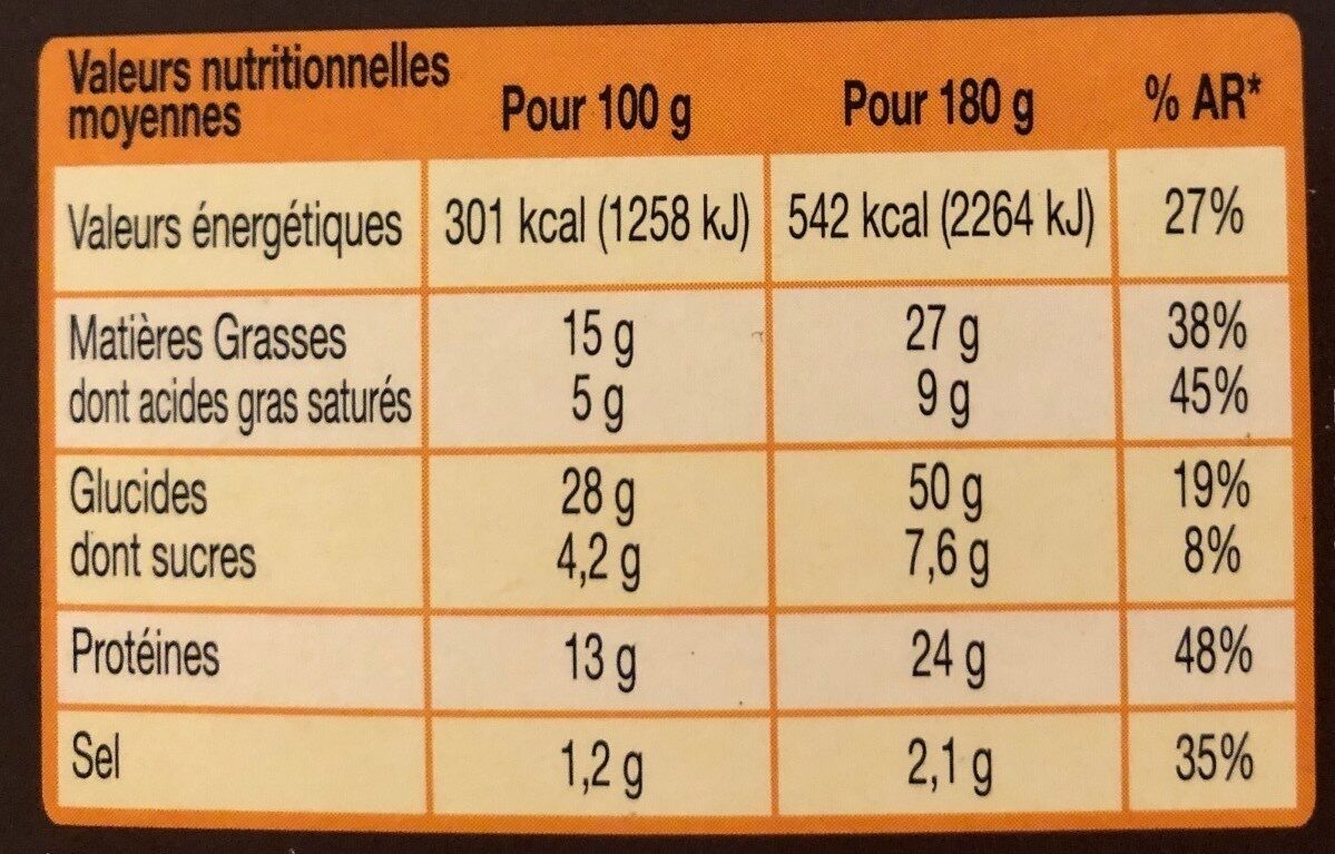 BURGER LE CHAROLAIS BOEUF EMMENTAL - Nutrition facts - fr