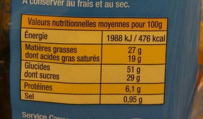 La Madeleine d'Arvor Pur Beurre - حقائق غذائية - fr