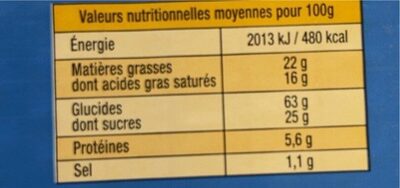 Le Palmier d'Armor Pur Beurre - Nutrition facts - fr