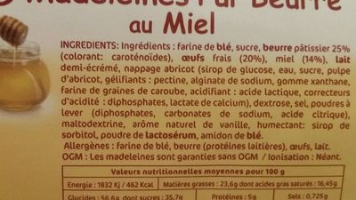 Madeleines pur beurre au miel - المكونات - fr