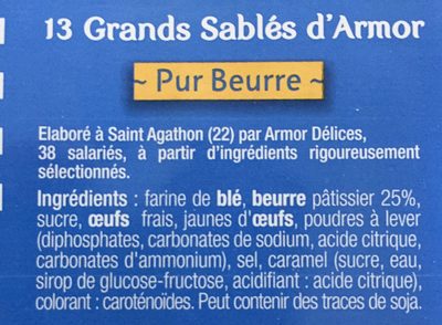 Blister De 13 Sablés Patissiers Enveloppés Le Sablé D'armor - المكونات - fr
