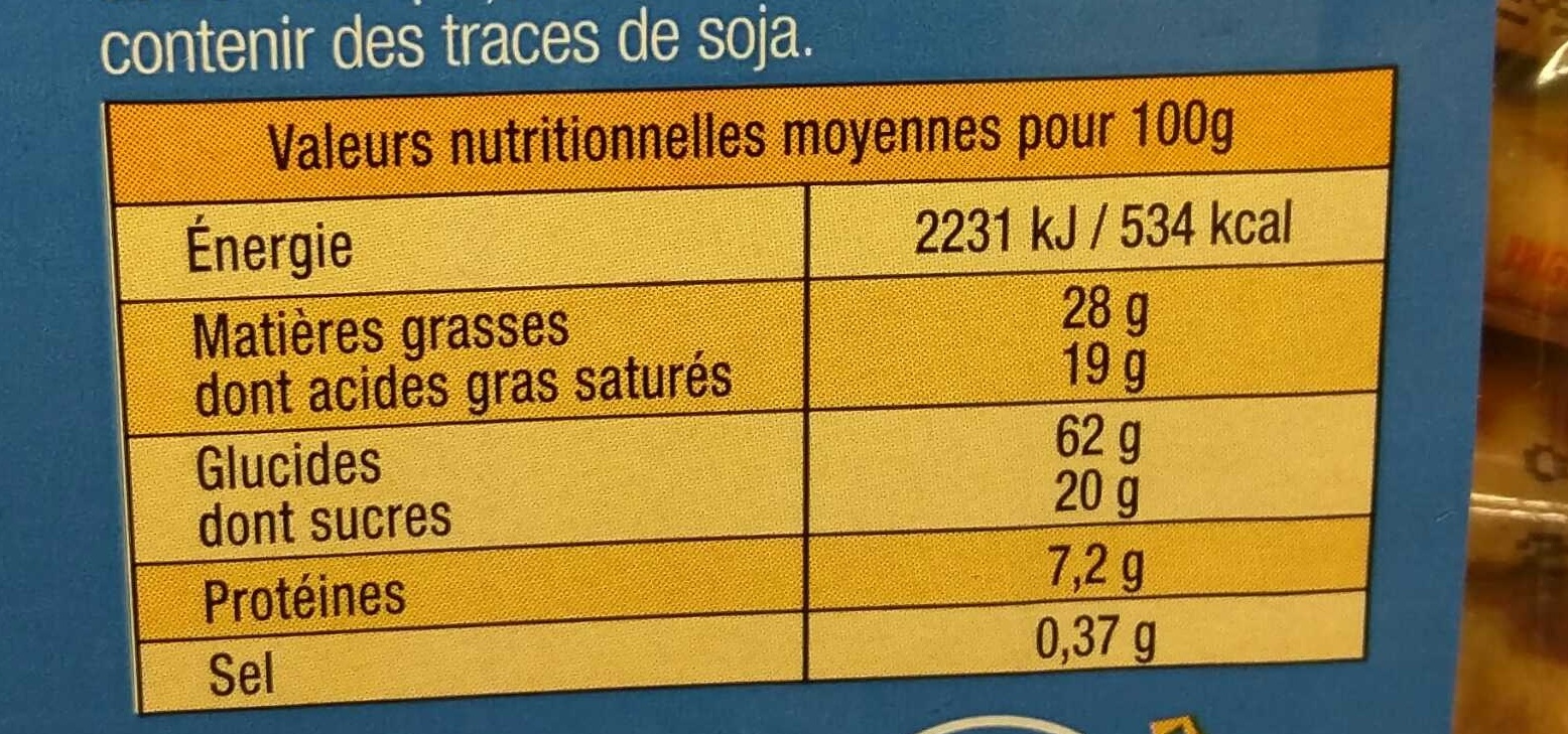 Le Sablé d'Armor Pur Beurre - حقائق غذائية - fr