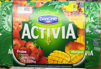 Activia Fruits : Fraise - Mangue - Pêche - Ananas - Produit