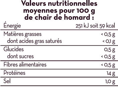 Homard Canadien (homarus americanus) cru MSC Saveurs - حقائق غذائية - fr
