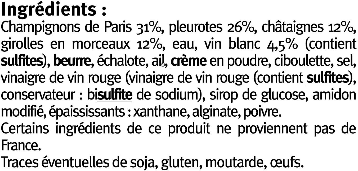 Poêlée champignons éclats de chataignes - Ingredients - fr