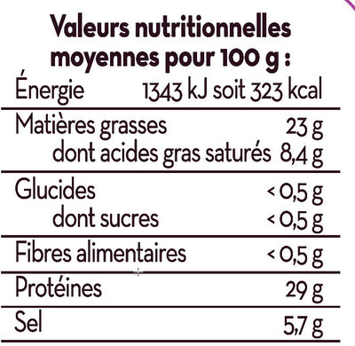Jambon de cebo Ibérique 24 mois Saveurs - Nutrition facts - fr