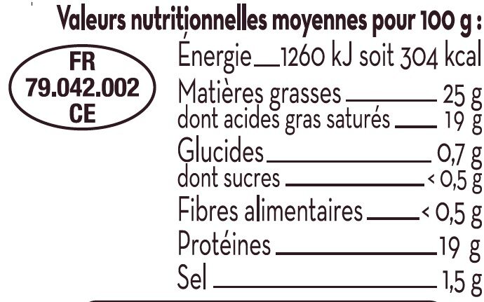 Mothais affiné au lait de chèvre pasteurisé sur feuille de châtaignier25%MG - Nutrition facts - fr