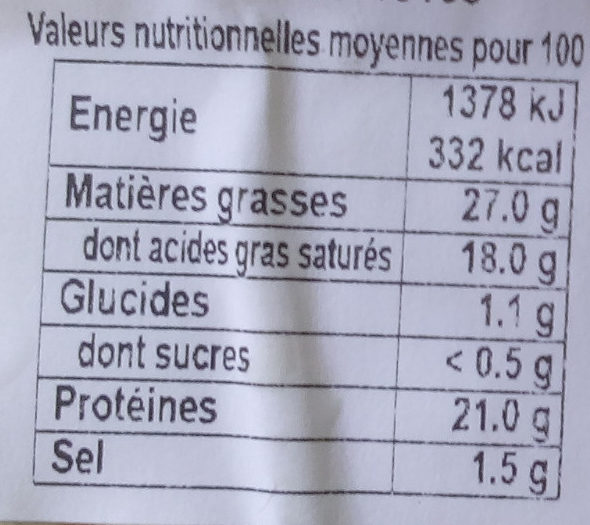 Saint-Nectaire (27% MG) - Nutrition facts - fr