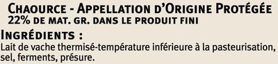 Chaource AOP au lait thermisé 22% de MG - Ingrediënten - fr