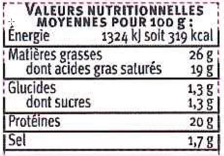 Crottin de Chavignol au lait cru AOP - Nutrition facts - fr