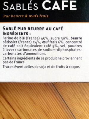 Sablés pur beurre au café - Ingredients - fr